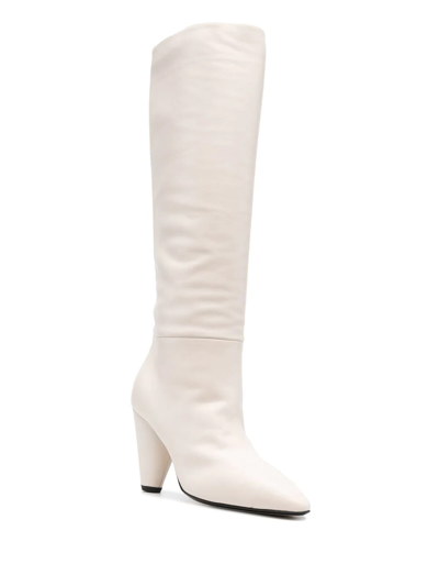 Shop Alevì Pointed-toe Knee-length Boots In Neutrals