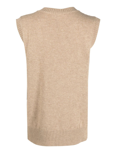 Cormio Graphic-print Intarsia-knit Top In Neutrals
