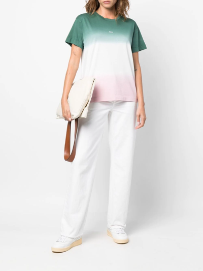 Apc Gradient-effect Logo-print T-shirt In Rosa