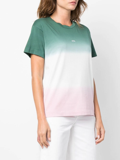 Apc Gradient-effect Logo-print T-shirt In Rosa