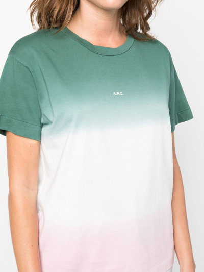 Apc Gradient-effect Logo-print T-shirt In Rosa