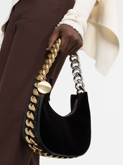 Stella Mccartney Tasche Hobo Crystal Chain Aus Schwarzem Leder In Schwarz