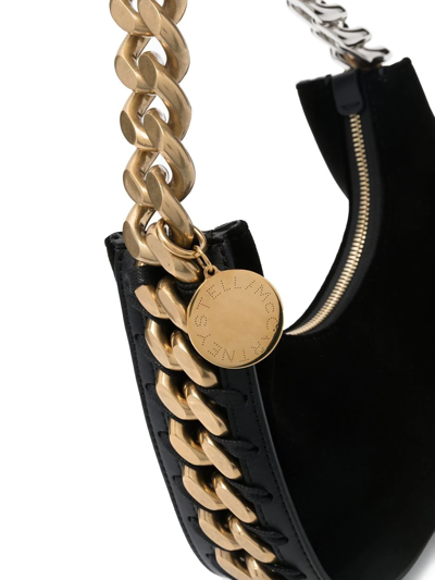 Stella Mccartney Tasche Hobo Crystal Chain Aus Schwarzem Leder In Schwarz