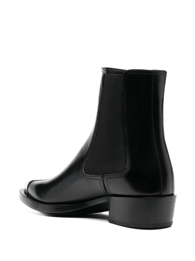 Shop Alexander Mcqueen 40mm Pointed Leather Boots In Schwarz
