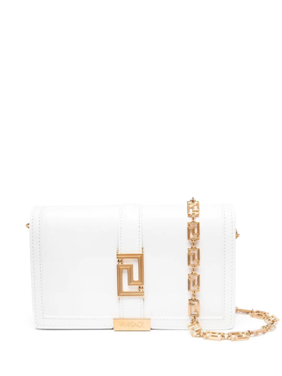 Shop Versace Greca Godess Mini Bag In White