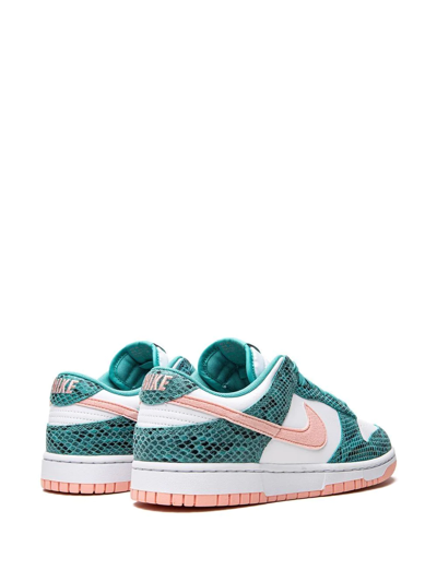Shop Nike Dunk Low Snakeskin "washed Teal/bleached Coral" Sneakers In White