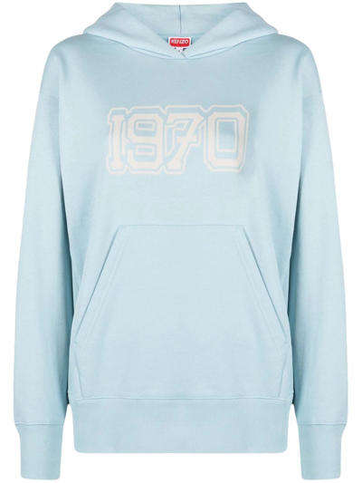 Shop Kenzo Graphic-print Cotton Hoodie In Blau