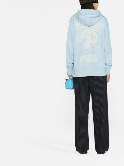 Shop Kenzo Graphic-print Cotton Hoodie In Blau