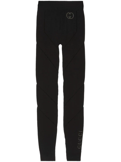 Shop Gucci Perforated-detail Seamless Track Pants In Schwarz