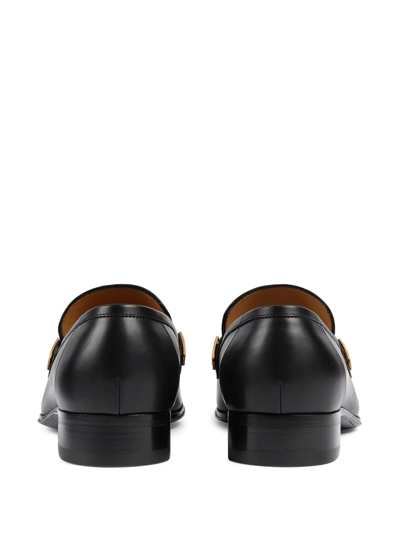 Gucci Horsebit Detail Leather Loafer With Gold-tone Hardware In Schwarz