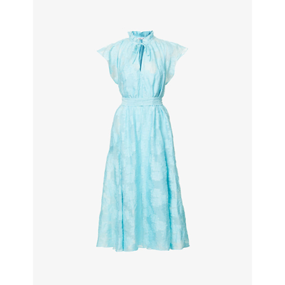 Shop Samsoe & Samsoe Karookh V-neck Woven Mini Dress In Iced Aqua