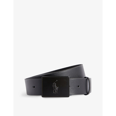 Shop Polo Ralph Lauren Logo-embossed Leather Belt In Black