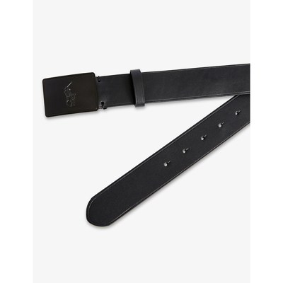 Shop Polo Ralph Lauren Logo-embossed Leather Belt In Matte Black
