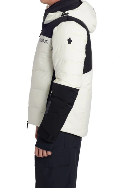 Shop Moncler Montmiral Colorblock Waterproof Gore–tex® Infiinium™ Down Jacket In Cream