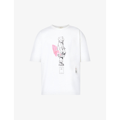 Shop Ten C Manica Corta Graphic-print Cotton-jersey T-shirt In White