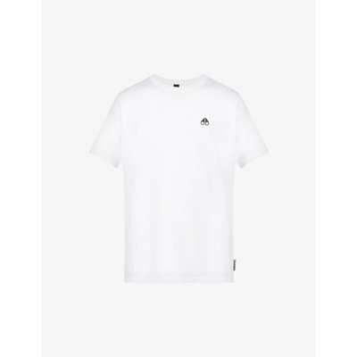 Shop Moose Knuckles Loring Logo-print Relaxed-fit Cotton-jersey T-shirt In White