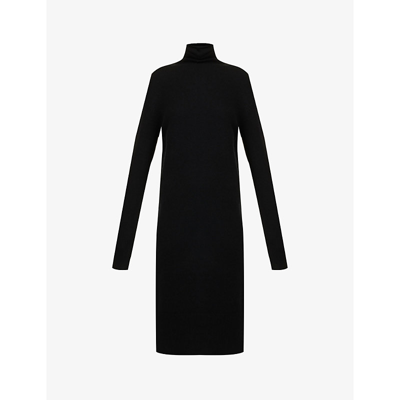 Shop Joseph Women's Black Relaxed-fit Roll-neck Cashmere Midi Dress