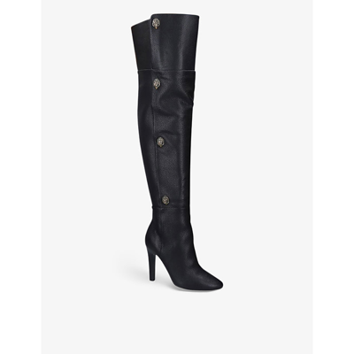 Shop Kurt Geiger Shoreditch Pebbled Leather Over-the-knee Boots In Black