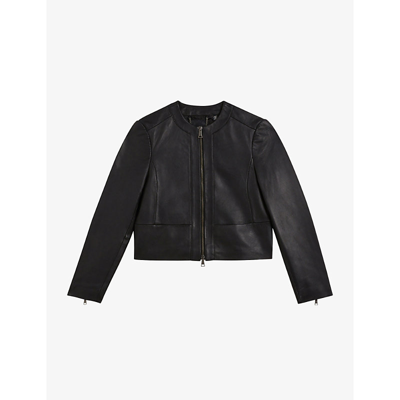 Ted Baker Clarya Fitted Paneled Faux Leather Jacket In Black | ModeSens