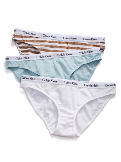 Shop Calvin Klein Carousel Bikini 3-pack In Blue,white,stripe