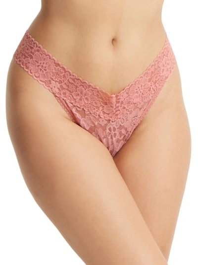 Shop Hanky Panky Daily Lace Original Rise Thong In Antique Rose