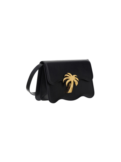Shop Palm Angels Palm Beach Shoulder Bag In Black/gold