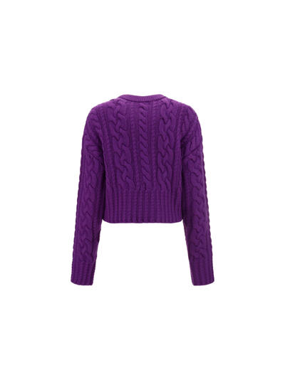 Shop Ami Alexandre Mattiussi Cable Sweater In Purple