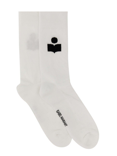 Shop Isabel Marant Logo Embroidered Crew Socks