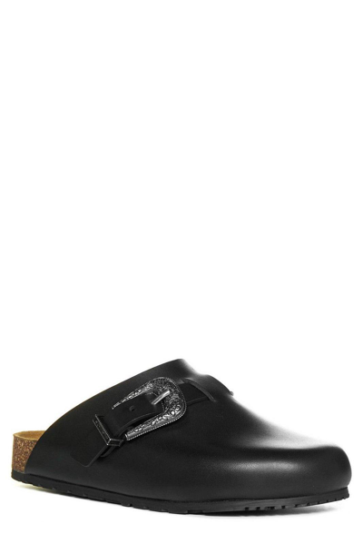 Shop Saint Laurent Logo Detailed Buckled Loafers In Nero