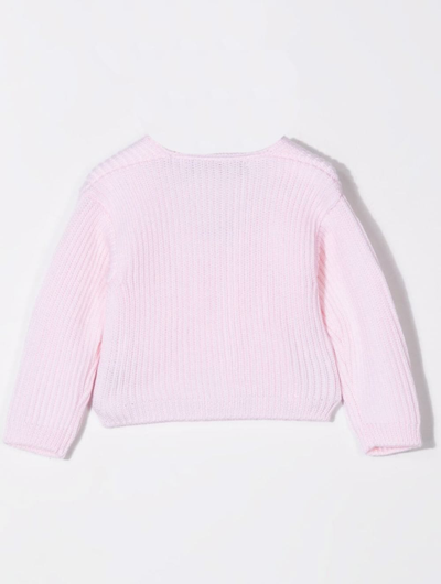 Shop Little Bear Ribbed Cardigan In Pink