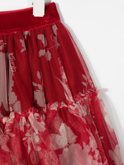 Shop Monnalisa Floral-print Tutu Skirt In Red