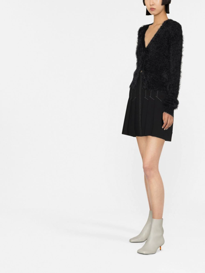 Shop Msgm Long-sleeve Knitted Cardigan In Black