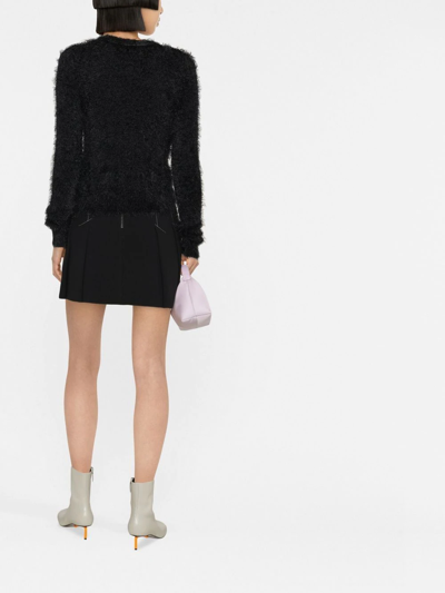 Shop Msgm Long-sleeve Knitted Cardigan In Black
