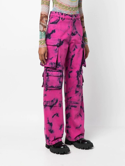 Msgm Two-tone Acid-wash Jeans In Pink