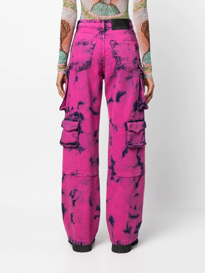 Msgm Two-tone Acid-wash Jeans In Pink