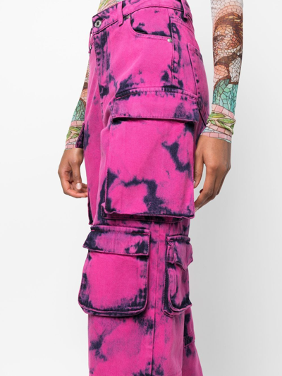 Msgm Two-tone Acid-wash Jeans In Pink