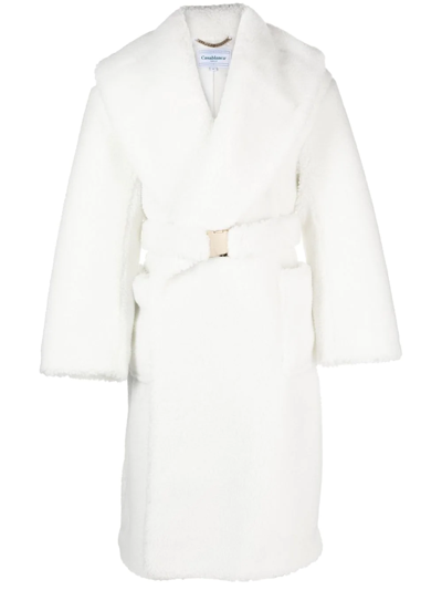 Shop Casablanca Faux-shearling Robe In White