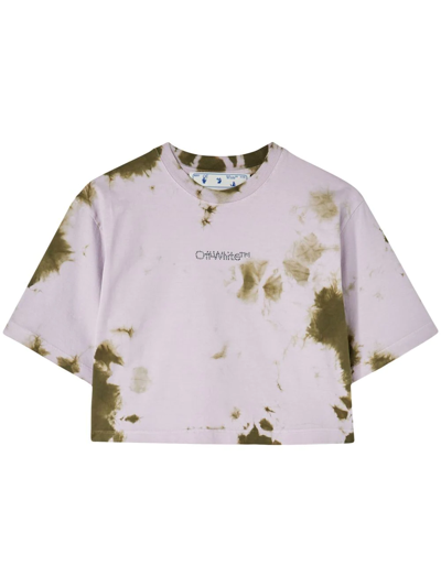 Shop Off-white Tie-dye Cropped Top In Pink