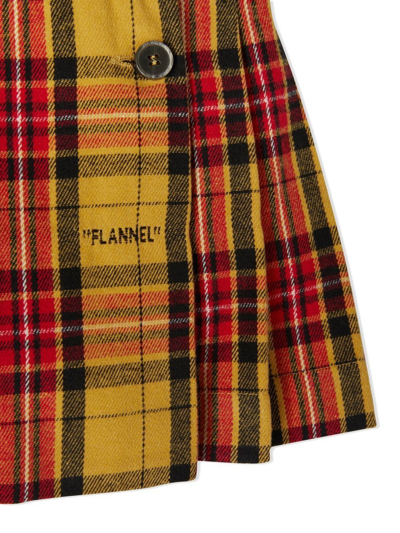 Shop Off-white Plaid Pleated Skirt In Yellow