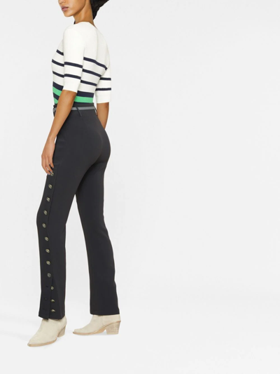 Shop Etro Button-detailed Straight-leg Trousers In Blue