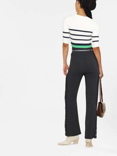 Shop Etro Button-detailed Straight-leg Trousers In Blue