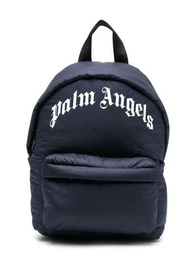 Shop Palm Angels Curved Logo-print Backpack In Blue
