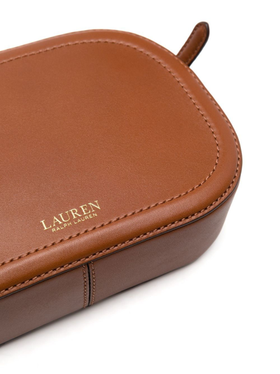 Shop Lauren Ralph Lauren Logo-print Leather Crossbody-bag In Brown