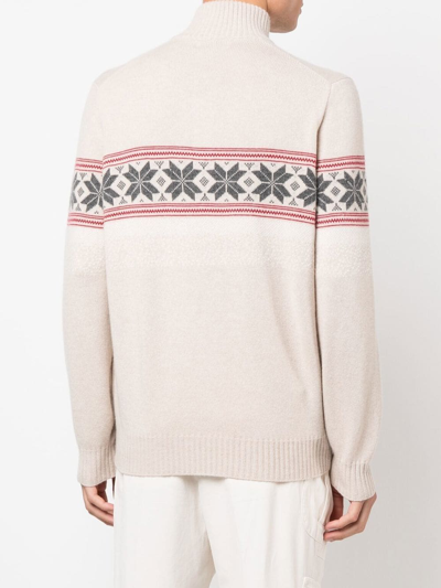 Brunello Cucinelli Cashmere Knitted Roll-neck Jumper In Neutrals