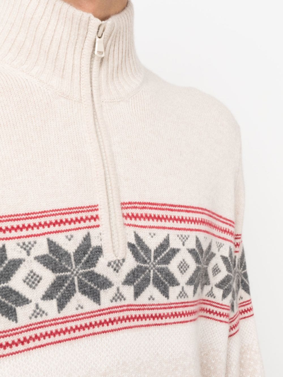 Brunello Cucinelli Cashmere Knitted Roll-neck Jumper In Neutrals