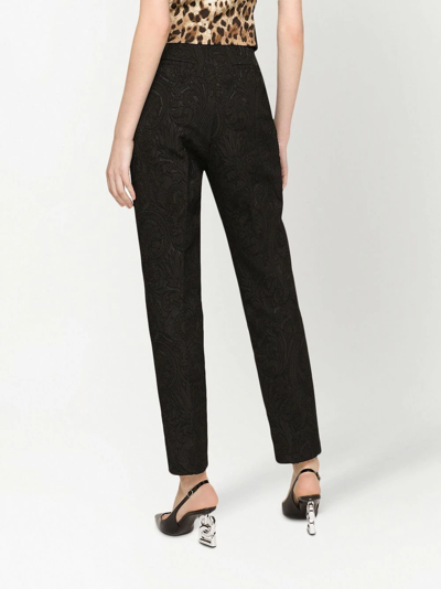 Shop Dolce & Gabbana High-waisted Jacquard Trousers In Black