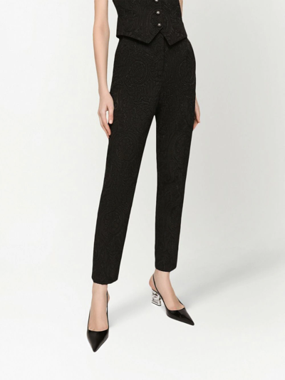 Dolce & Gabbana High-waisted Jacquard Trousers In Black