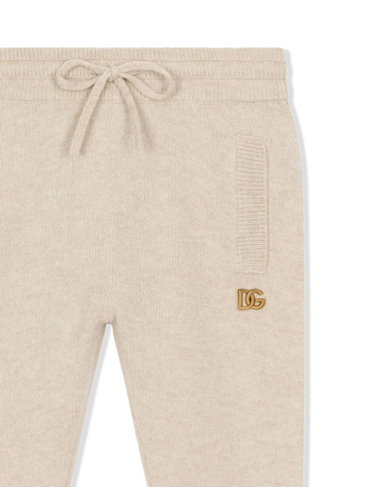 Shop Dolce & Gabbana Dg-logo Cashmere Track Pants In Neutrals