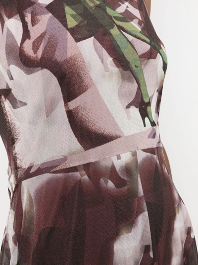 Pre-owned Jean Paul Gaultier 1990s Abstract-print Asymmetric Dress In Red