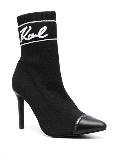 Karl Lagerfeld Pandara Sock-style Ankle Boots In Black